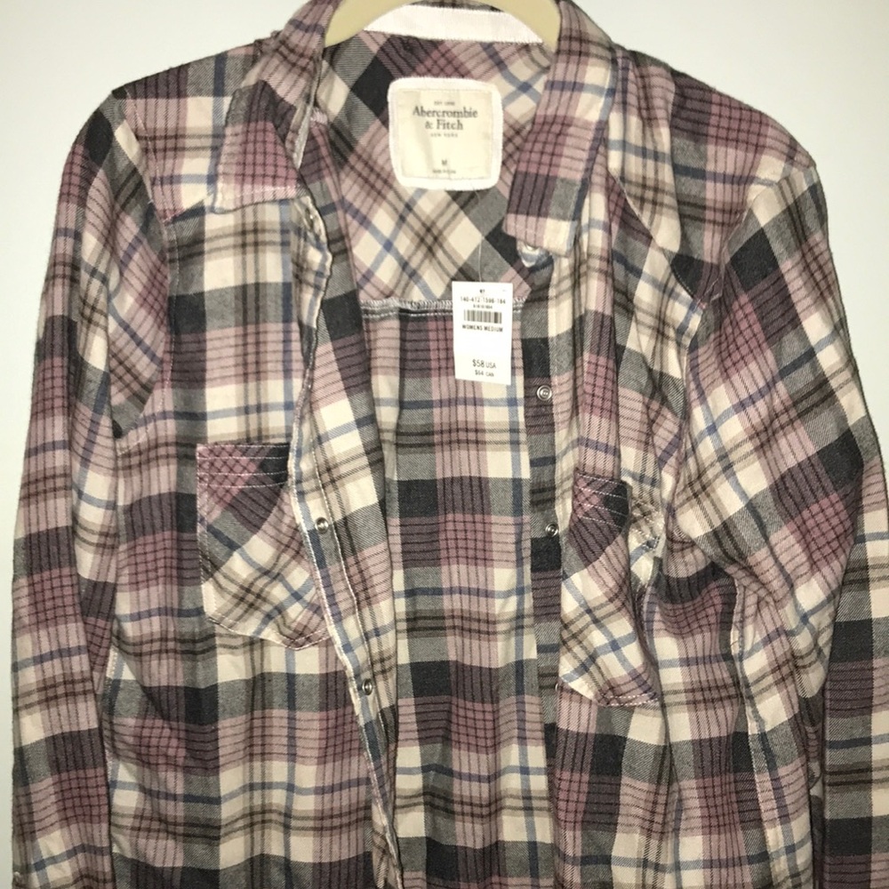 Abercrombie & Fitch Light Pink and Grey Flannel